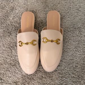 Cream Slip-On Loafers with Gold Accent never worn